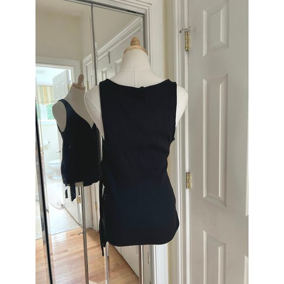 Express One Eleven Cotton Ribbed Black Tie Wrap Tank Top - Picture 2 of 8